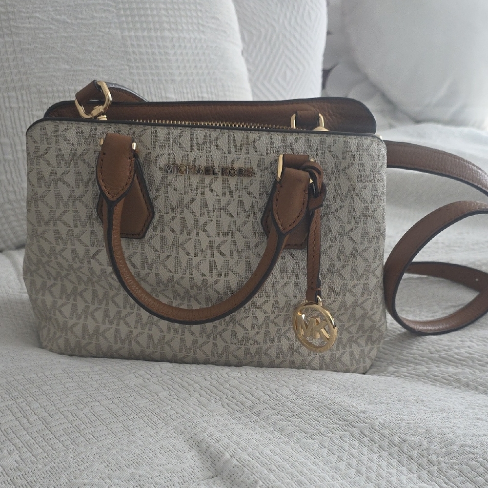 Michael Kors Tan and Cream Crossbody Bag